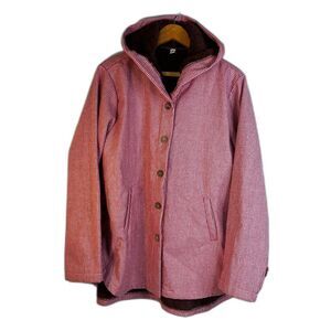 MissLook Gingham Plaid Hooded Faux Fur Lined Jacket Preppy Boho Size XL